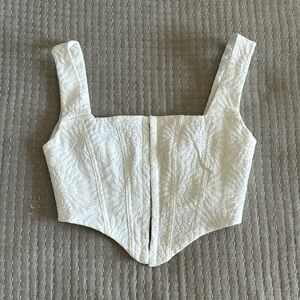 Princess Polly White Textured Crop Top